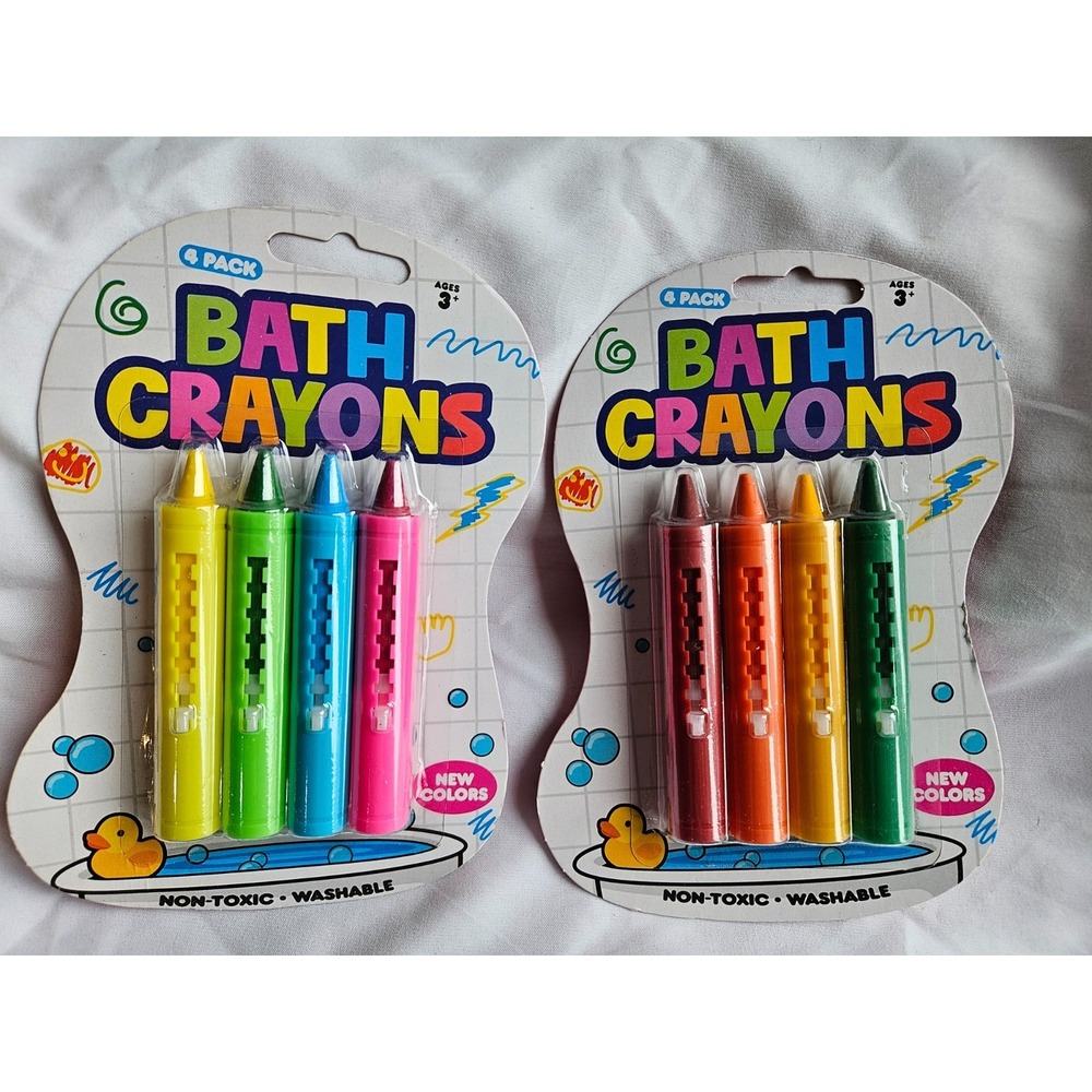 🖍️ Kids BATH CRAYONS Non Toxic Set 8 Magic Crayons Big Time Toys~ WASHABLE~ NIB